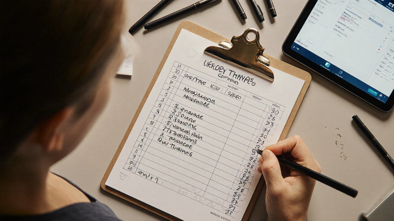 Clipboard with handwritten time logs for multiple therapy services and unit calculations.