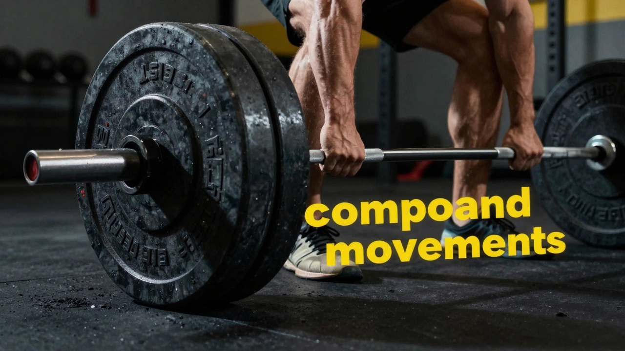 Close-up of heavy weight plates being added to a barbell