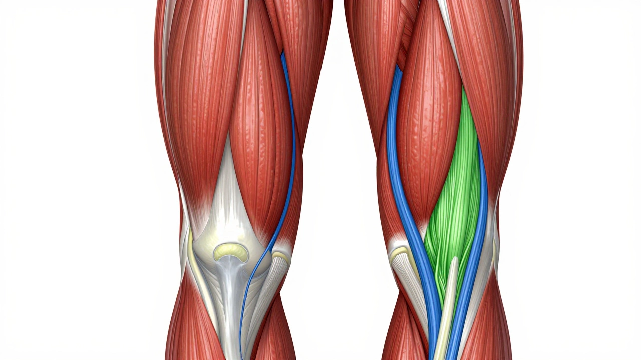 Anatomical diagram comparing slow and fast twitch muscle fibers