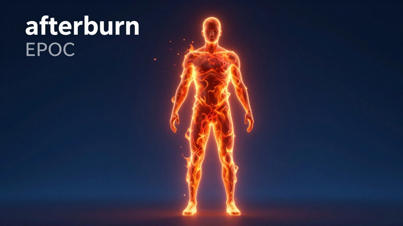 Glowing silhouette illustrating metabolic afterburn effect