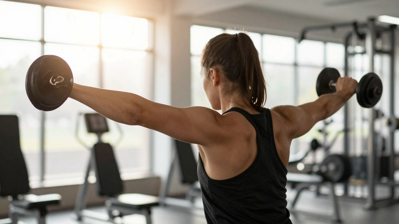 Person performing lateral raises to isolate side deltoids