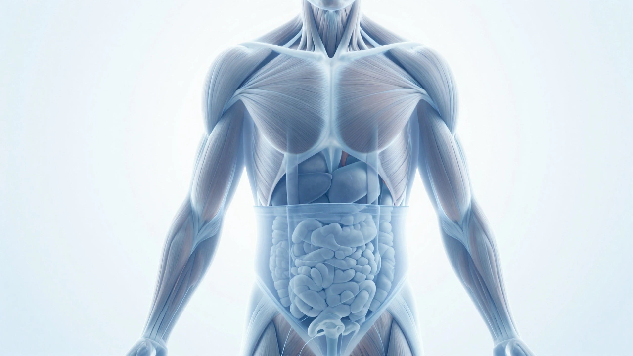 Diagram showing deep transverse abdominis muscle as internal corset