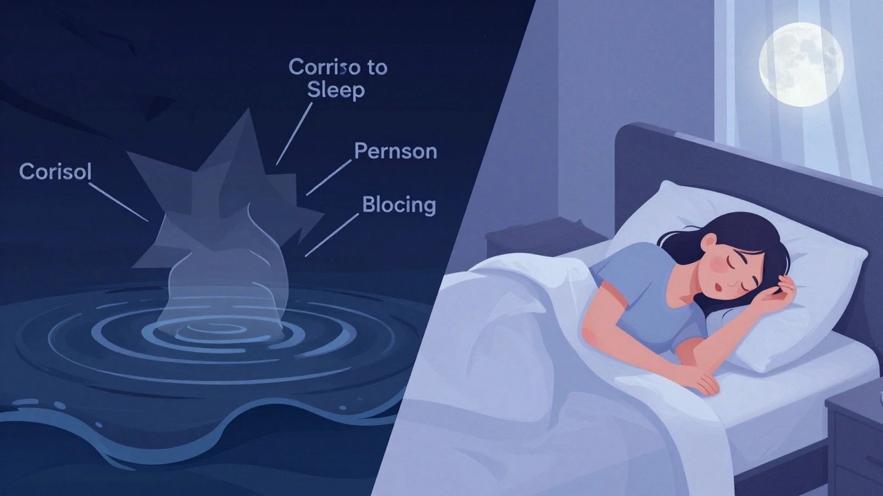 Illustration contrasting stressful chaos with peaceful sleep for hormone balance