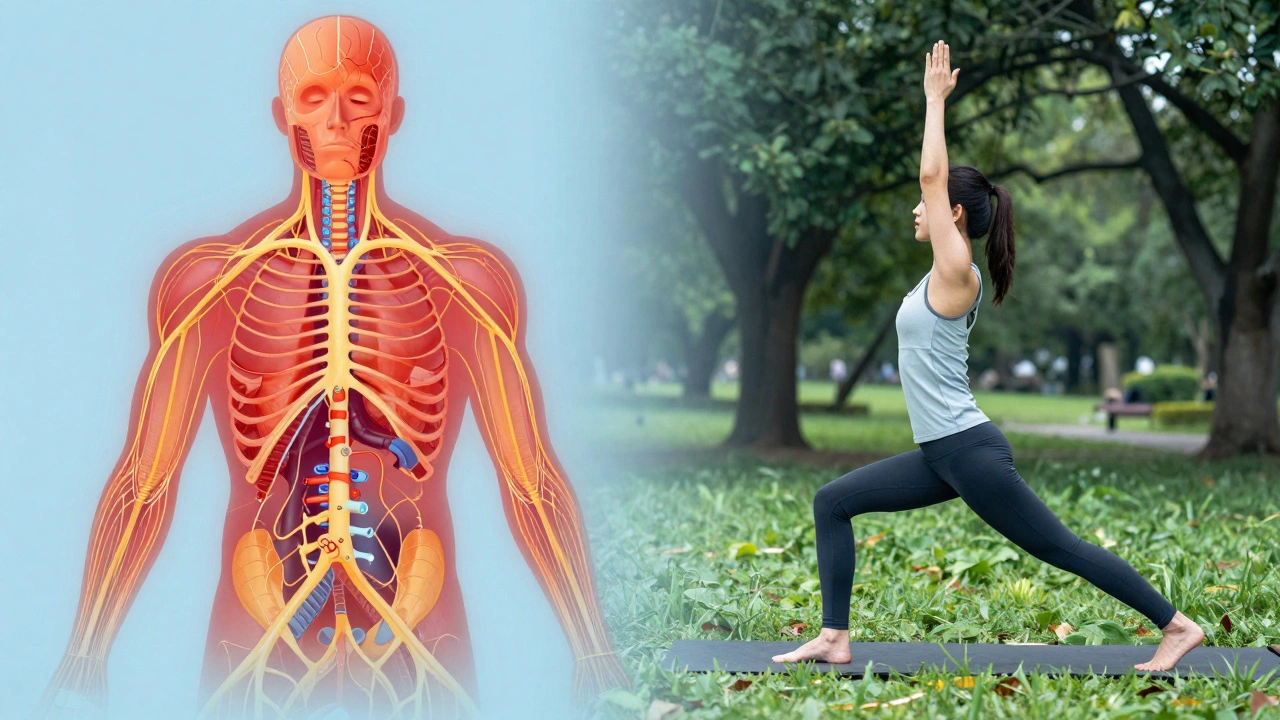 Split image showing stress from overtraining versus peace of recovery