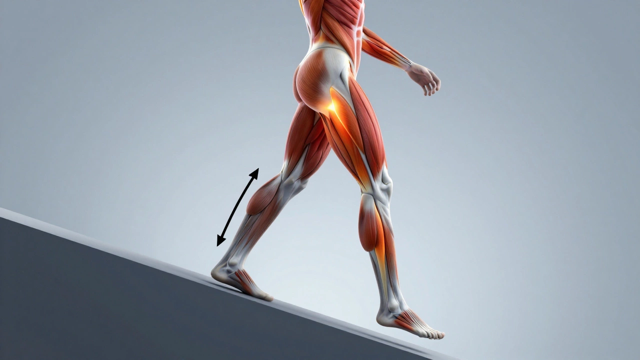 Anatomical diagram showing glute and hamstring activation