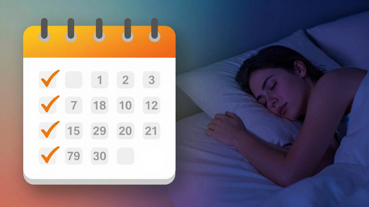 Calendar checks and peaceful sleeping person