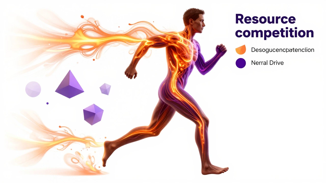 Conceptual art of a human figure with glowing energy streams representing metabolic resources