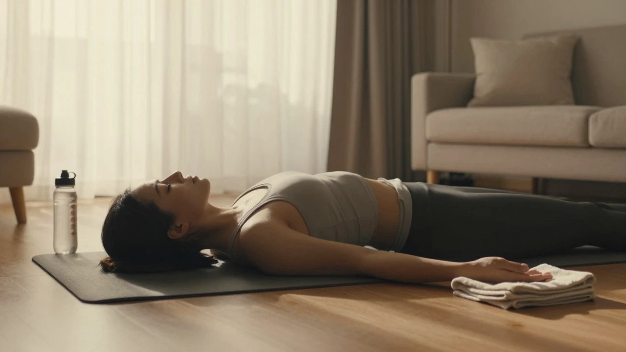 Person stretching during active recovery in sunlight