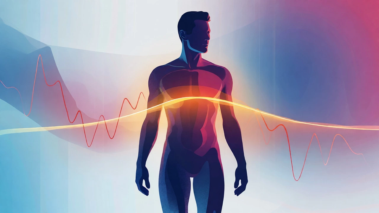 Abstract visualization of stable energy levels versus blood sugar spikes