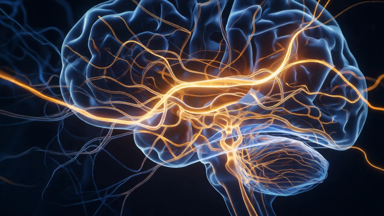 Glowing neural pathways illustrating habit formation