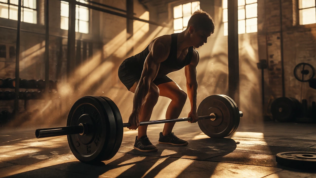 Person lifting heavy barbell in gym