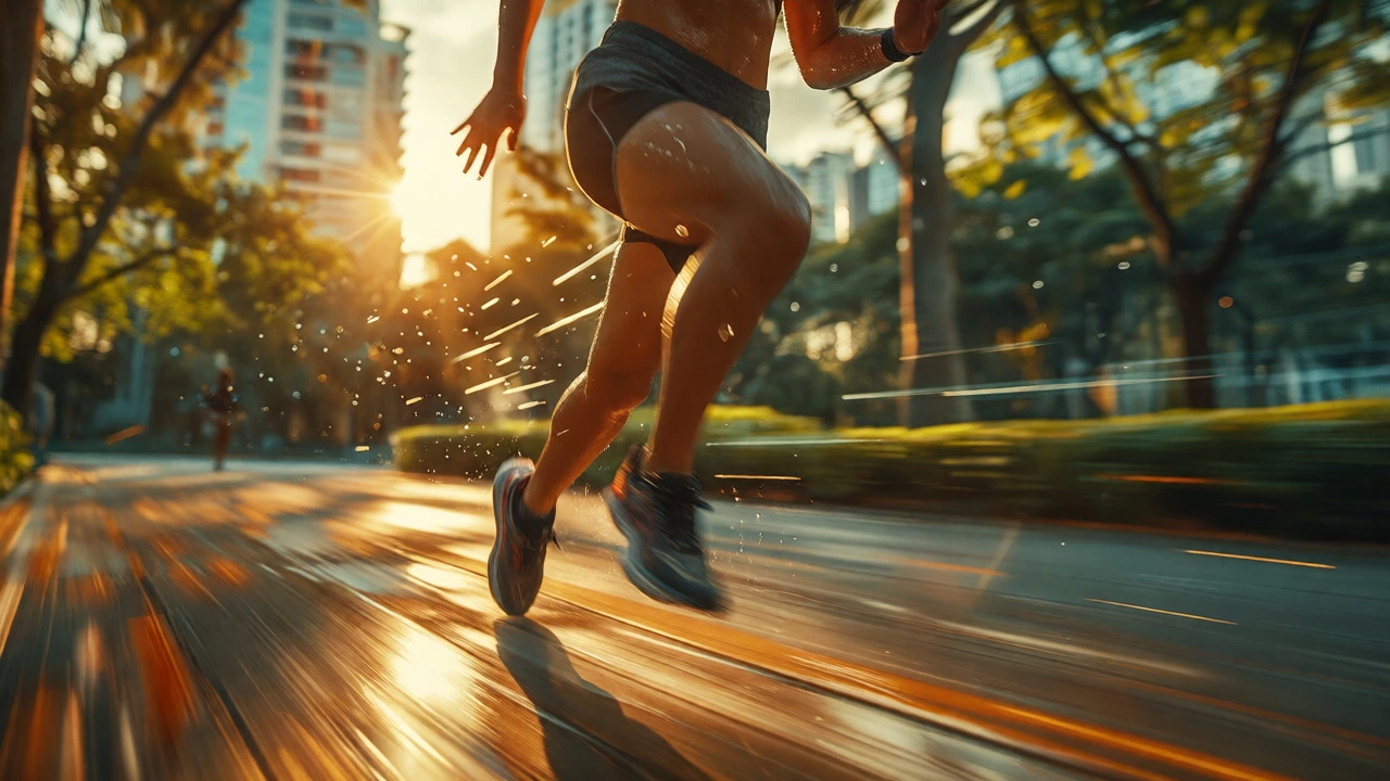 Sprinter moving fast in park